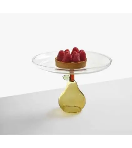 Ichendorf Raised Pear Yellow Glass Stand 