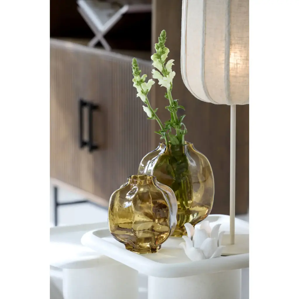 Falzes Amber Glass Vase 22 x 23.5cm